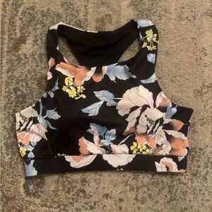 Mono B Black Floral High-Neck Sports Bra